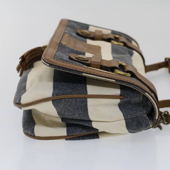 BURBERRY Blue Label Shoulder Bag Canvas White Navy Auth bs7490 - Picture 5 of 16